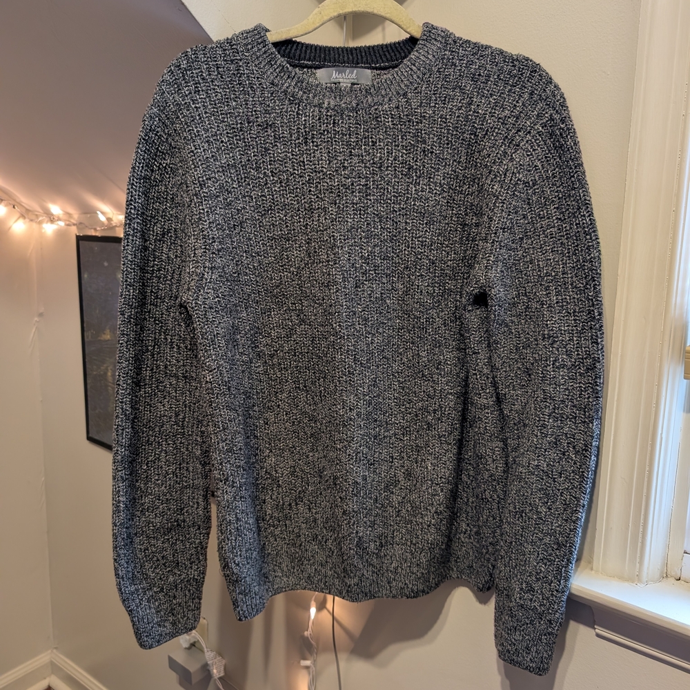 Marled Charcoal Grey Knit Crewneck Sweater